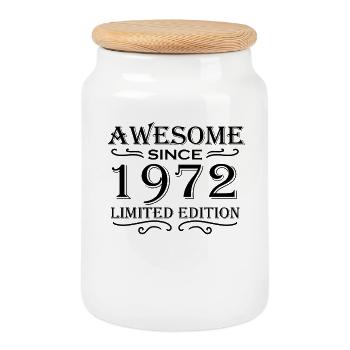 1972 - Born 1972 - Cookie Jar with Wooden Lid - white - Front