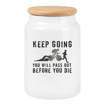 Keep Going You'll Pass Out Triathlon - Cookie Jar with Wooden Lid - white - Front