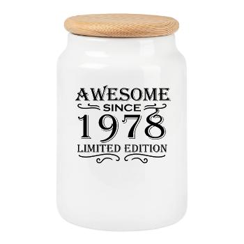 1978 - Jahrgang 1978 - Keksdose mit Holzdeckel - Weiß - Vorne