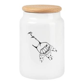 Personalized Dad 3 Kids Shot Stitch Dad - Cookie Jar with Wooden Lid - white - Front