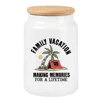 Vacances en famille Faire des souvenirs à vie - Boîte à biscuits avec couvercle en bois - blanc - Devant