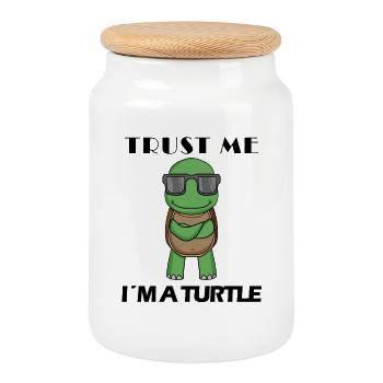 tortue cool - Boîte à biscuits avec couvercle en bois - blanc - Devant