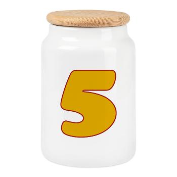 5 - Cookie Jar with Wooden Lid - white - Front