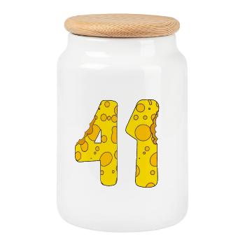 41 years old - 41st birthday gift - 1941 - Cookie Jar with Wooden Lid - white - Front