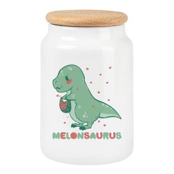 Pastèque pastèque végétarienne T Rex - Boîte à biscuits avec couvercle en bois - blanc - Devant