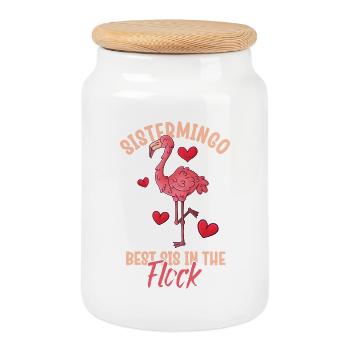 Best Sis In The Flock Sistermingo - Keksdose mit Holzdeckel - Weiß - Vorne