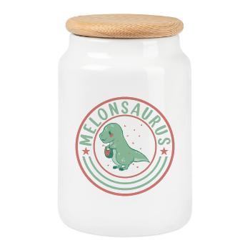 Pastèque pastèque végétarienne T Rex - Boîte à biscuits avec couvercle en bois - blanc - Devant