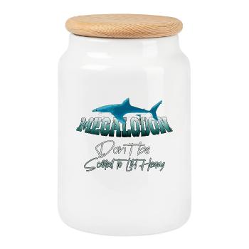 Megalodon Hunter - Requin Megalodon - Boîte à biscuits avec couvercle en bois - blanc - Devant