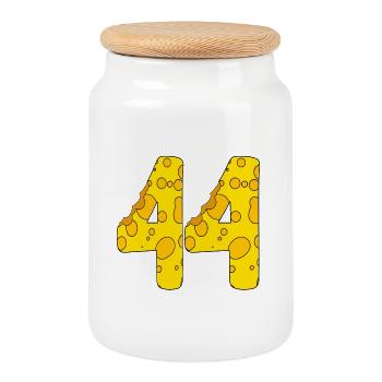 44 years old - 44th birthday gift - 1944 - Cookie Jar with Wooden Lid - white - Front