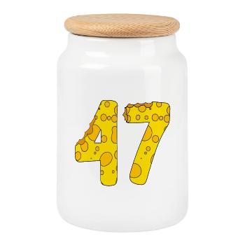 47 years old - 47th birthday gift - 1947 - Cookie Jar with Wooden Lid - white - Front