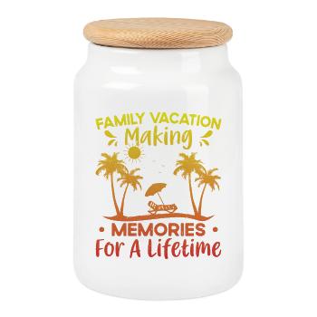 Vacances en famille Faire des souvenirs à vie - Boîte à biscuits avec couvercle en bois - blanc - Devant