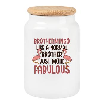 Brothermingo Normal Brother Flamingo - Cookie Jar with Wooden Lid - white - Front