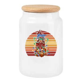 Chicken Mom Christmas Chicken Christmas Gift - Cookie Jar with Wooden Lid - white - Front