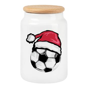 xmas santa claus Fußball Symbol Ball Illustration - Keksdose mit Holzdeckel - Weiß - Vorne