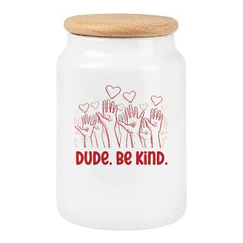 Dude Be Kind No Bullying - Cookie Jar with Wooden Lid - white - Front