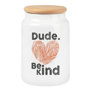Dude Be Kind No Bullying - Cookie Jar with Wooden Lid - white - Front