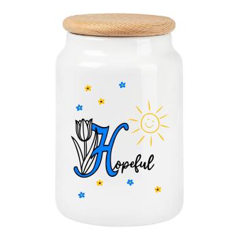Plein d’espoir, chrétien - Boîte à biscuits avec couvercle en bois - blanc - Devant