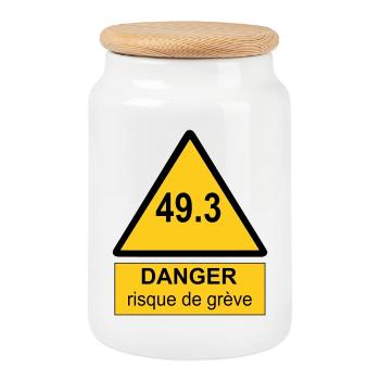 49.3 danger - Boîte à biscuits avec couvercle en bois - blanc - Devant