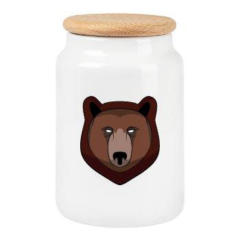 Bear - Cookie Jar with Wooden Lid - white - Front
