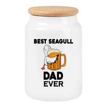 Daddy Daddy North Sea Best Seagull Dad - Cookie Jar with Wooden Lid - white - Front