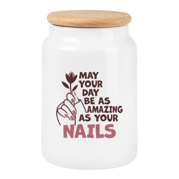 May Your Day Be As Amazing Nail Aunt - Cookie Jar with Wooden Lid - white - Front