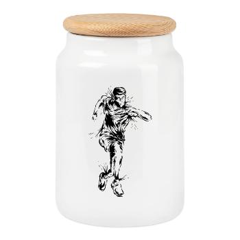 Marathon de course à pied - Boîte à biscuits avec couvercle en bois - blanc - Devant