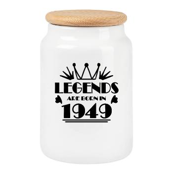 1949 - Born 1949 - Cookie Jar with Wooden Lid - white - Front