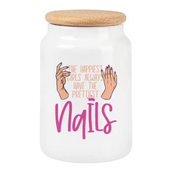 The Happiest Girls Have The Prettiest - Cookie Jar with Wooden Lid - white - Front