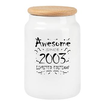 2003 - Jahrgang 2003 - Fantastisch seit 2003 - Keksdose mit Holzdeckel - Weiß - Vorne