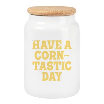 Have a corntastic day - Cookie Jar with Wooden Lid - white - Front
