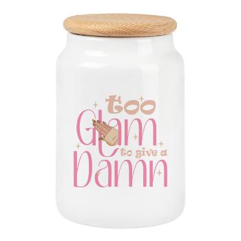 Trop glamour pour donner un sacré créateur d’ongles - Boîte à biscuits avec couvercle en bois - blanc - Devant