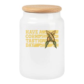 Have a corntastic day - Cookie Jar with Wooden Lid - white - Front