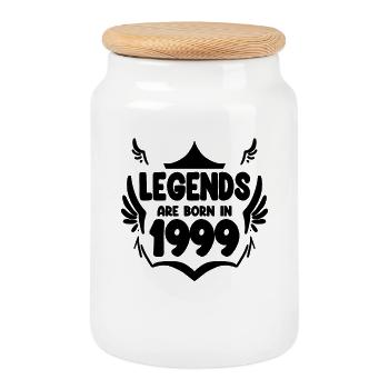 1999 - Boîte à biscuits avec couvercle en bois - blanc - Devant