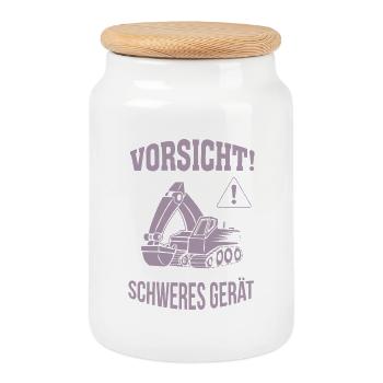 Bagger Baggerfahrer Baugeräteführer Schweres Gerät - Keksdose mit Holzdeckel - Weiß - Vorne