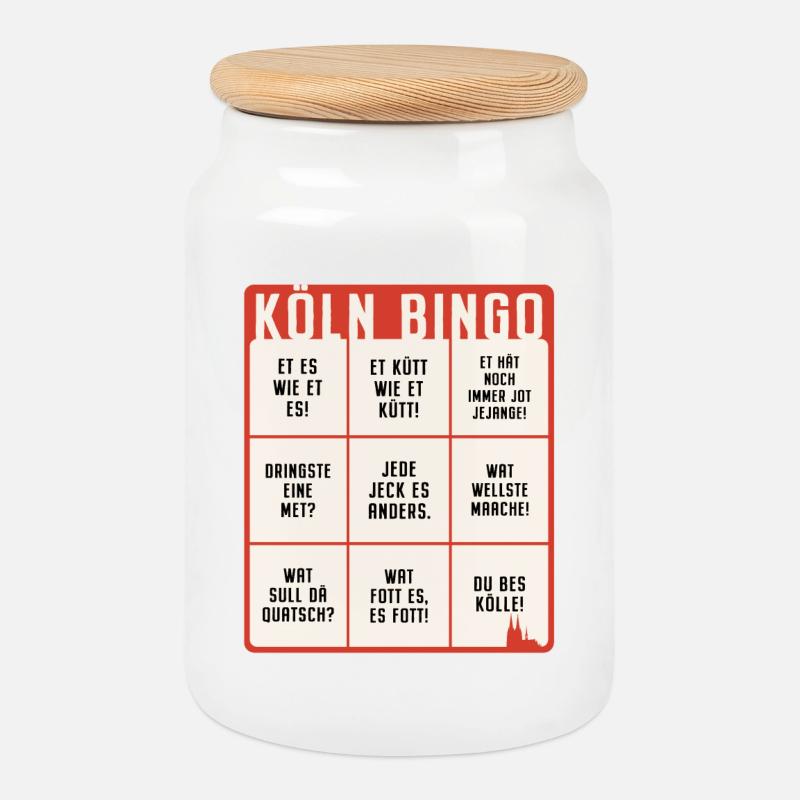 Köln Bingo Kölsch Et Kütt Alaaf Kölner Karneval - Keksdose mit Holzdeckel - Weiß