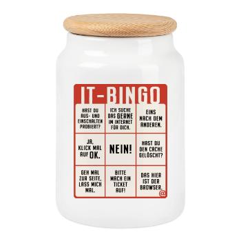 IT Support Bingo Service Desk IT Helpdesk Sysadmin - Keksdose mit Holzdeckel - Weiß - Vorne