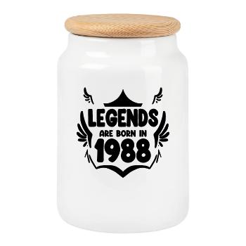 1988 - Born 1988 - Cookie Jar with Wooden Lid - white - Front