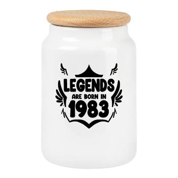 1983 - Born 1983 - Cookie Jar with Wooden Lid - white - Front