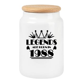 1988 - Born 1988 - Cookie Jar with Wooden Lid - white - Front