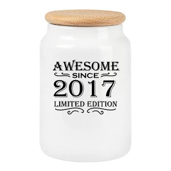 2017 - Class of 2017 - Cookie Jar with Wooden Lid - white - Front