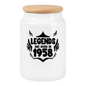 1958 - Born 1958 - Born 1958 - Cookie Jar with Wooden Lid - white - Front