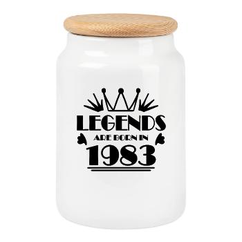 1983 - Jahrgang 1983 - Keksdose mit Holzdeckel - Weiß - Vorne