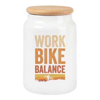 Mountain Bike MTB Work Bike Balance for bikers - Cookie Jar with Wooden Lid - white - Front