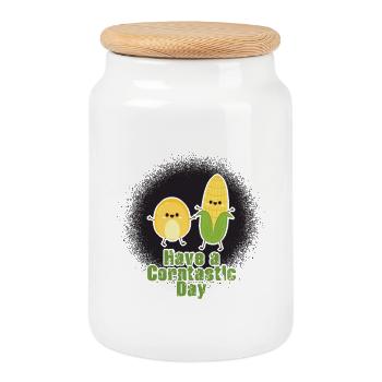 Have a corntastic day - Cookie Jar with Wooden Lid - white - Front