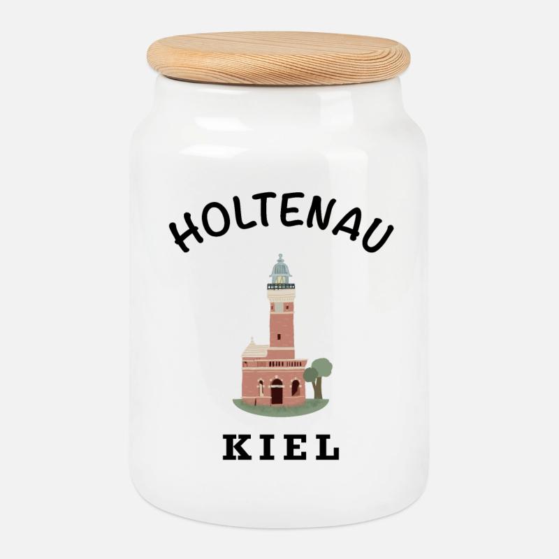 Kiel Holtenau Leuchtturm, deutsche Ostsee - Keksdose mit Holzdeckel - Weiß