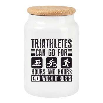 Triathletes can do triathlon for hours - Cookie Jar with Wooden Lid - white - Front