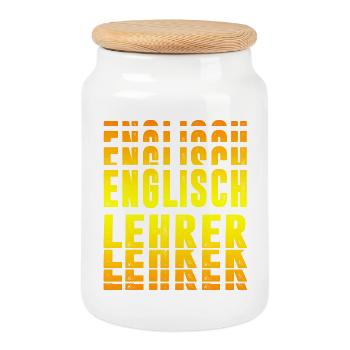 Englisch Lehrer Design - Keksdose mit Holzdeckel - Weiß - Vorne