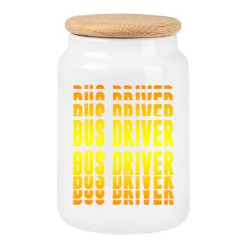 Busfahrer Design - Keksdose mit Holzdeckel - Weiß - Vorne