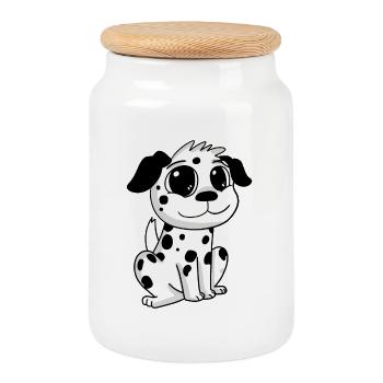 Dalmatian Dog Dog Owner - Cookie Jar with Wooden Lid - white - Front