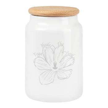 Yoga Heals the Soul - Yoga Vibe Tee - Cookie Jar with Wooden Lid - white - Front